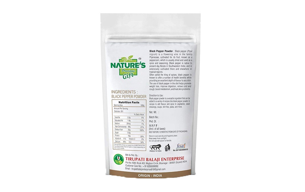 Nature's Gift Black Pepper Powder    Pack  100 grams